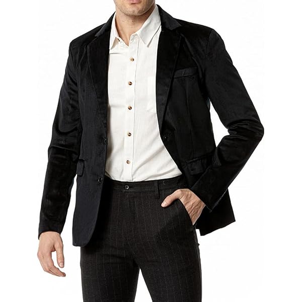 Mens One Button Velvet Blazer Solid Slim Fit Dinner Prom Suit